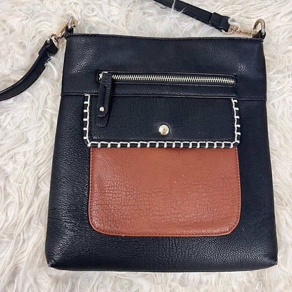 Clark’s Black Vegan Leather Black & Brown Messenger/Crossbody/Shoulder Bag/Purse - Picture 3 of 12